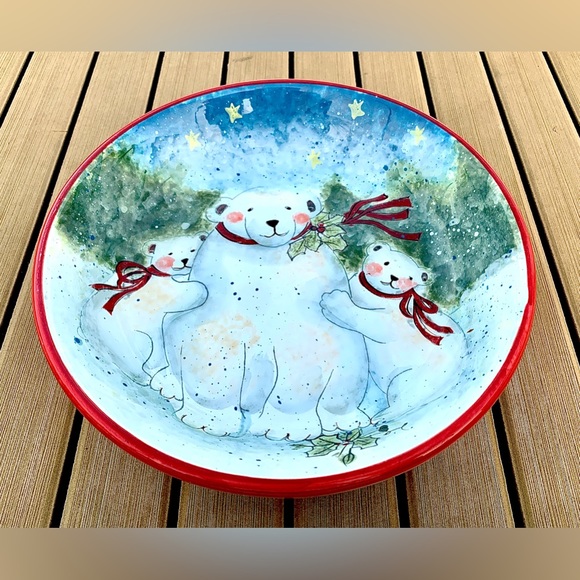 Vtg Retired Certified International Enchanted Santa Individual Pasta Bowl Plate - Picture 7 of 14